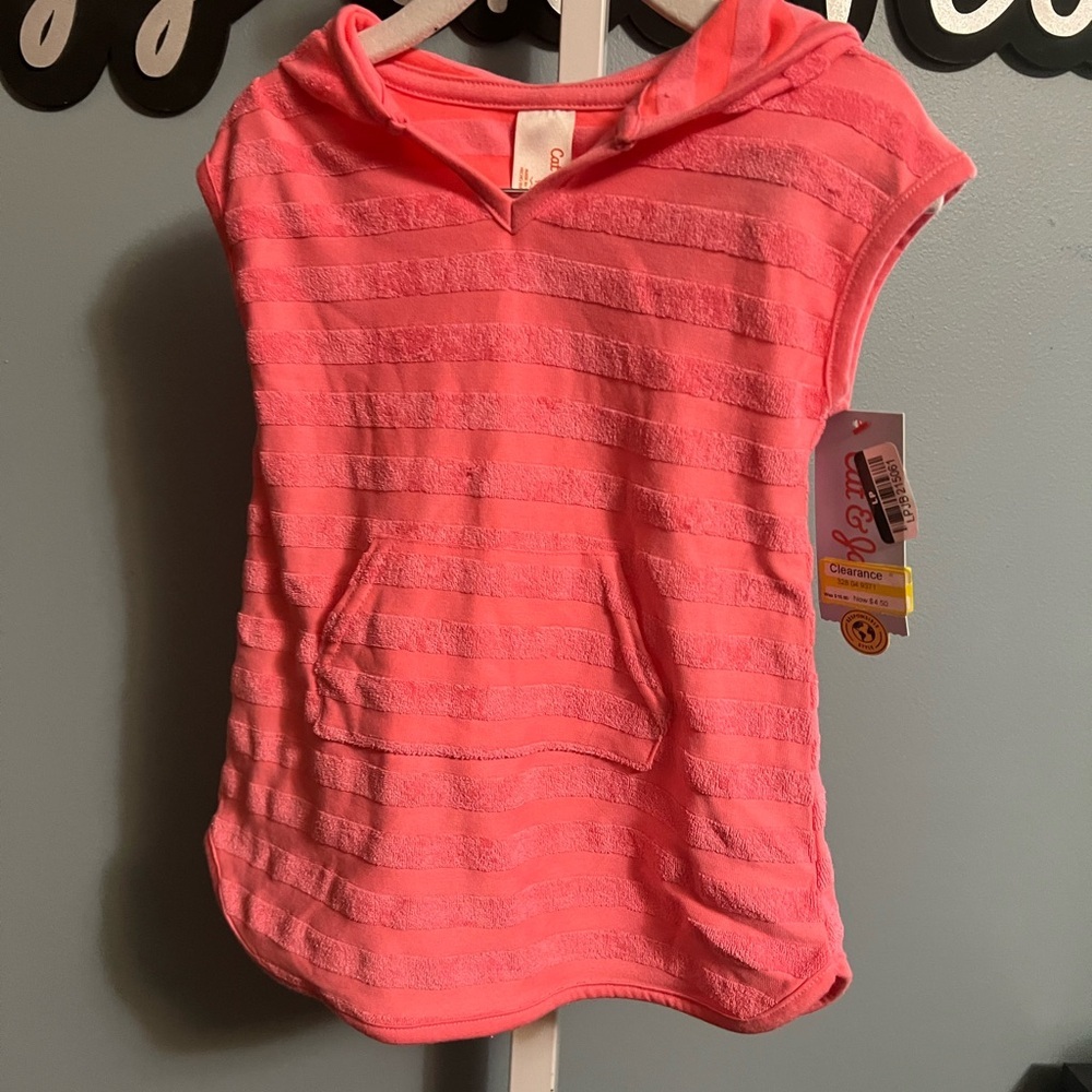 Cat & Jack Pink Hooded Terrycloth Bathing Suit Coverup NWT